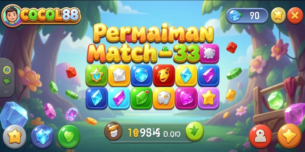 Tampilan gameplay seru dalam game Match-3 COCOL88.