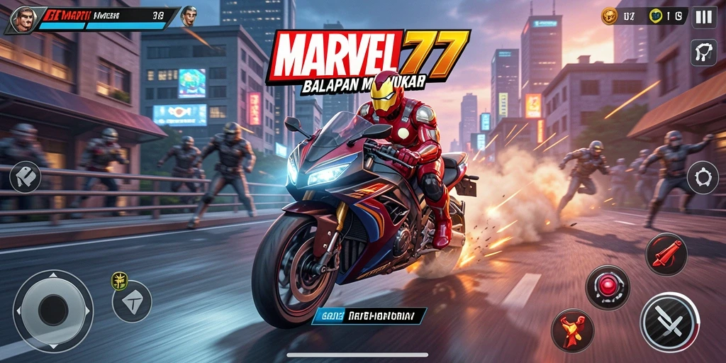 Tampilan utama <strong>MARVEL77</strong> menunjukkan aksi balapan motor yang mendebarkan.