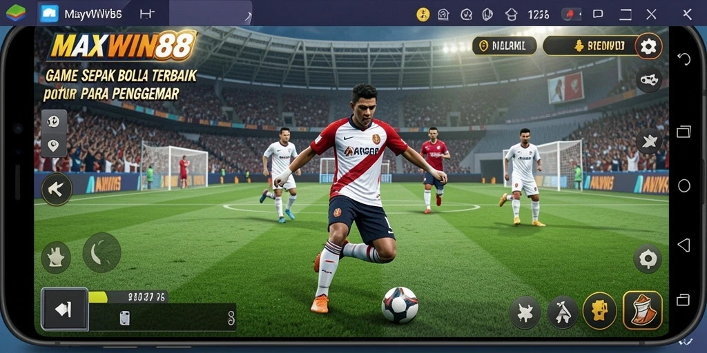 Tangkapan layar gameplay MAXWIN88 yang menunjukkan aksi pertandingan sepak bola.