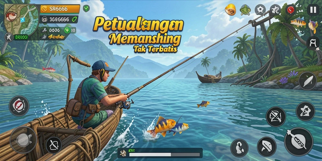Gameplay SR6666 menunjukkan pengalaman memancing yang mengasyikkan dan penuh warna.